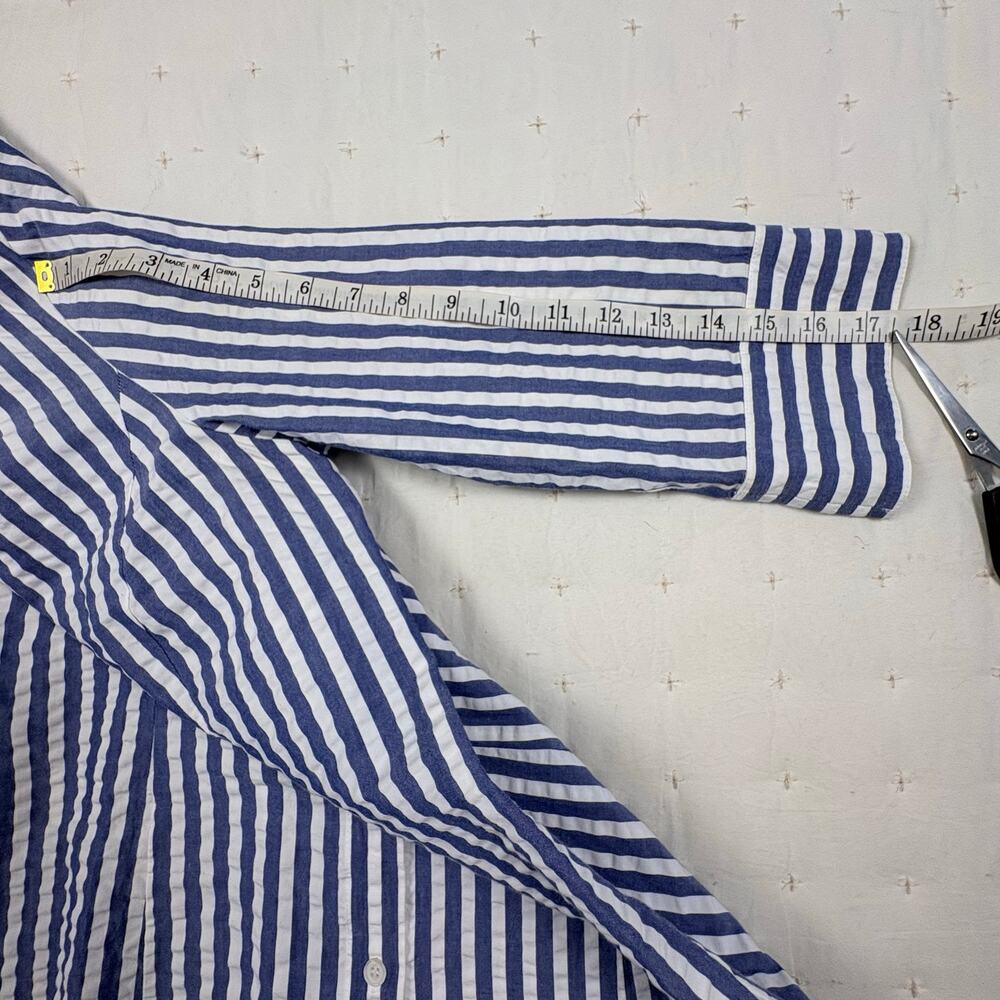 Lafayette 148 Seersucker Blouse Women's 6 Blue White - Picture 9 of 9